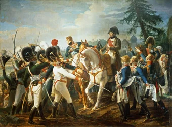 Napoléon et les troupes bavaroises et wurtembergeoises à Abensberg, 20 avril 1809